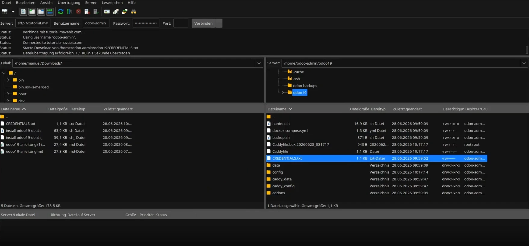 FileZilla Screenshot Daten verschiebung